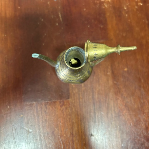 6 Pc Set Brass Teapot coffee pot Goblets Brass Intricate Etched Mini Doll - Picture 13 of 14